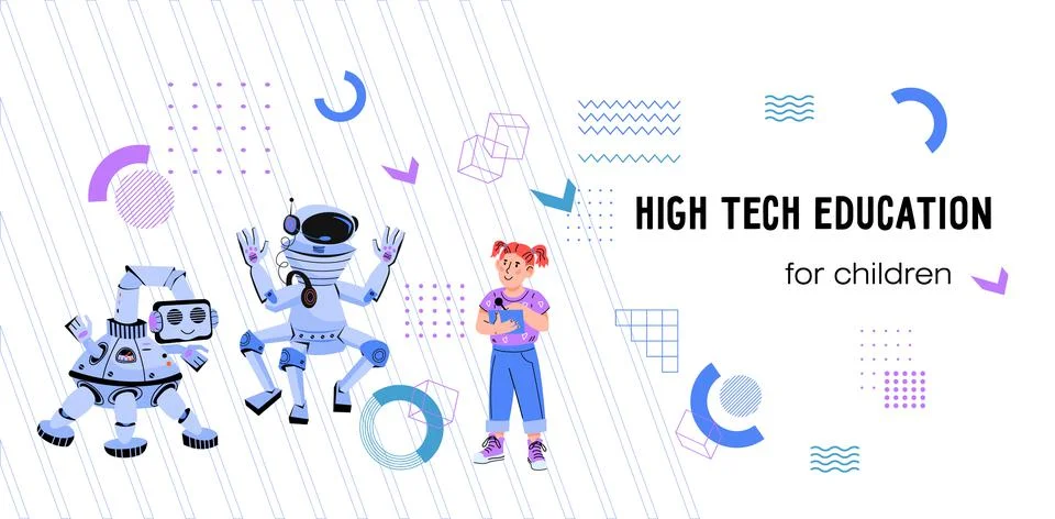 Website layout of educational courses for children in the field of high techn Stock Illustration