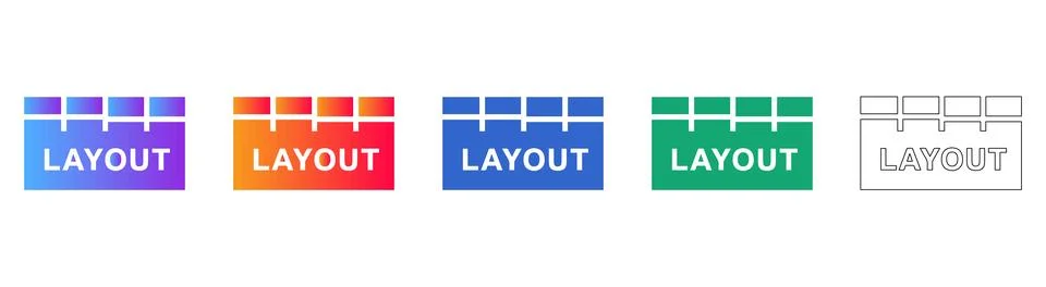 Website Layout Grid UI Icon Set Stock Illustration