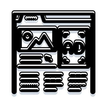 Website layout icon with engaging digital advertising 스톡 일러스트