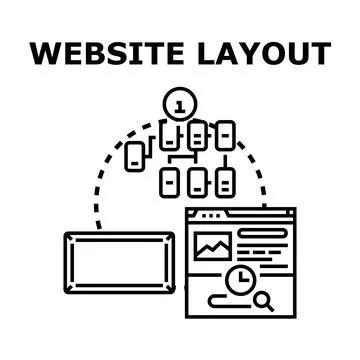 Website layout planning and development process 스톡 일러스트