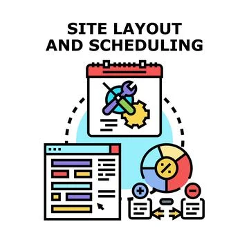 Website layout planning and project scheduling concept Illustrazione stock