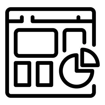 Website layout showing analytics with pie chart icon 스톡 일러스트