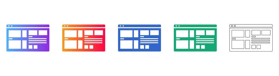 Website Layout Structure Wireframe Icons Stock Illustration
