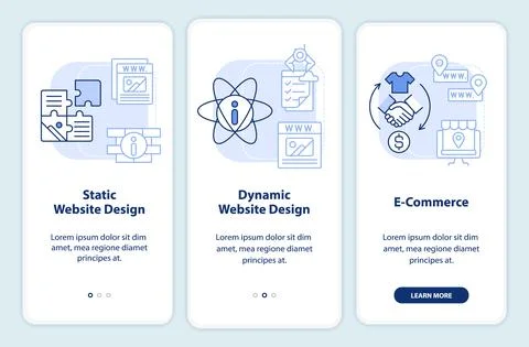 Website layout types light blue onboarding mobile app screen イラスト素材