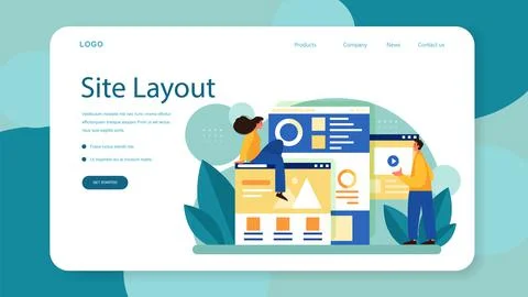 Website layout web banner or landing page. Web development イラスト素材