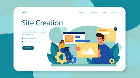 Website layout web banner or landing page. Web development Stock Illustration
