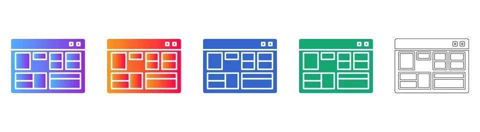 Website Layout Wireframe Icon Set Stock Illustration