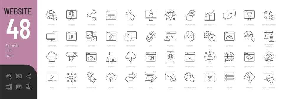Website Line Editable Icons set. イラスト素材