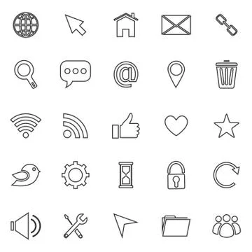 Website line icons on white background Stock Illustration