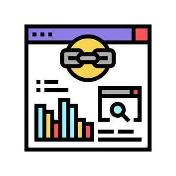 Website link analytics color icon vector illustration Stock Illustration