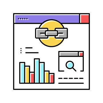 Website link analytics color icon vector illustration Stock Illustration