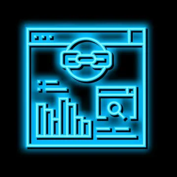 Website link analytics neon glow icon illustration 스톡 일러스트