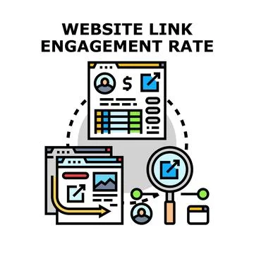 Website link engagement rate analyzing digital marketing data Stock Illustration
