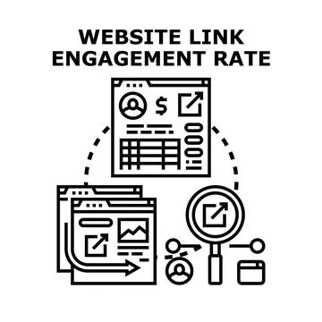 Website link engagement rate analyzing digital marketing data Stock Illustration