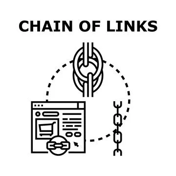 Website linking strategy concept connecting digital content Stock Illustration