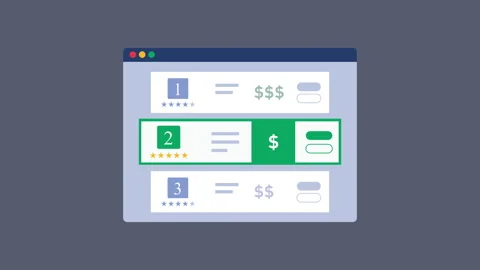 Website list item price and online payment, Rating product 2d with Alpha Matte Stock Footage 335800648