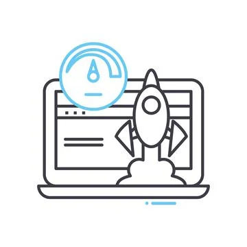 Website load speed line icon, outline symbol, vector illustration, concept sign Illustrazione stock