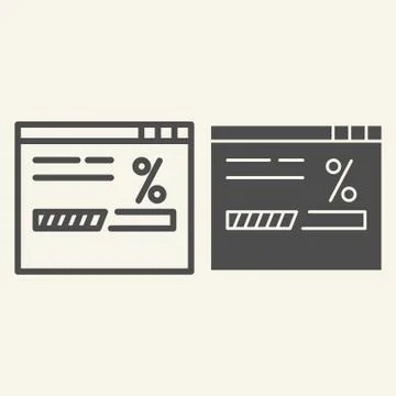 Website loading line and glyph icon. Browser load vector illustration isolated Illustrazione stock