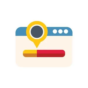 Website loading with location pin, search engine optimization concept Stock Illustration