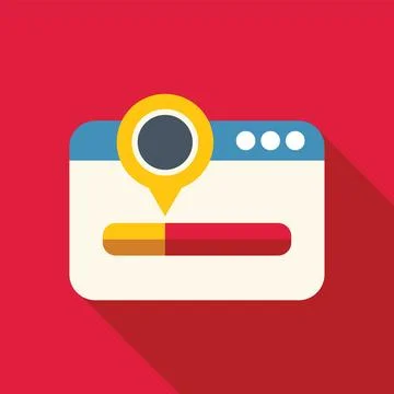 Website loading with a location pin showing progress Illustrazione stock