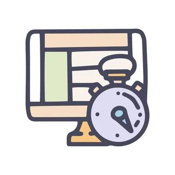Website loading speed color vector doodle simple icon Stock Illustration