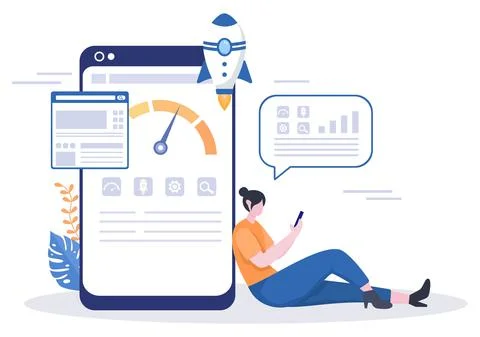 Website Loading Speed Optimization With Server, Web Programming, Mobile App D Stock Illustration