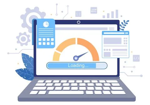 Website Loading Speed Optimization With Server, Web Programming, Mobile App D Stock Illustration
