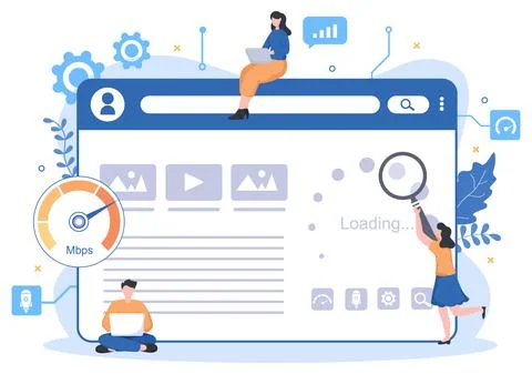 Website Loading Speed Optimization With Server, Web Programming, Mobile App D Stock Illustration