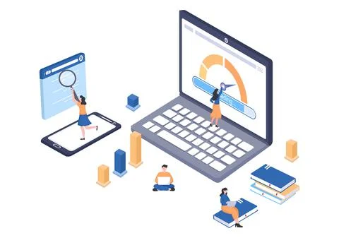 Website Loading Speed Optimization With Server, Web Programming, Mobile App D Illustrazione stock