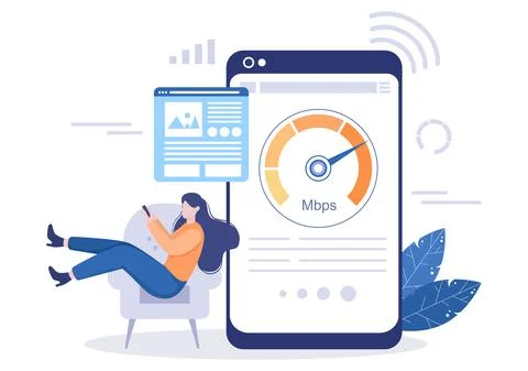 Website Loading Speed Optimization With Server, Web Programming, Mobile App D Illustrazione stock