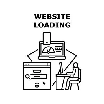 Website Loading Vector Concept Black Illustration イラスト素材