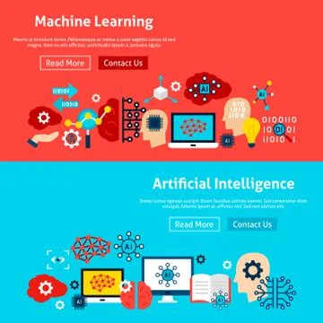 Website Machine Learning Banners Illustrazione stock