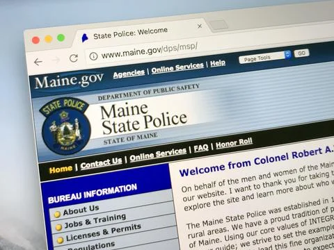 Website of The Maine State Police Stock Photos