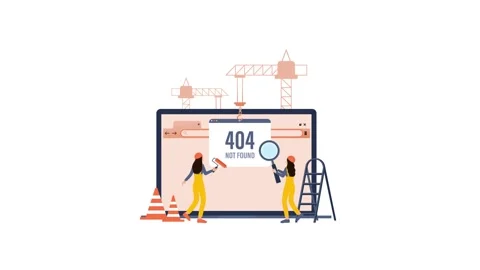 Website maintenance with 404 error and workers building Stock Footage 319025822