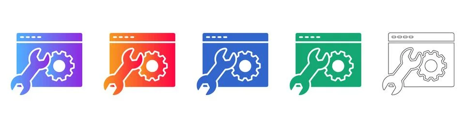 Website Maintenance and Optimization Icon Set Stock Illustration