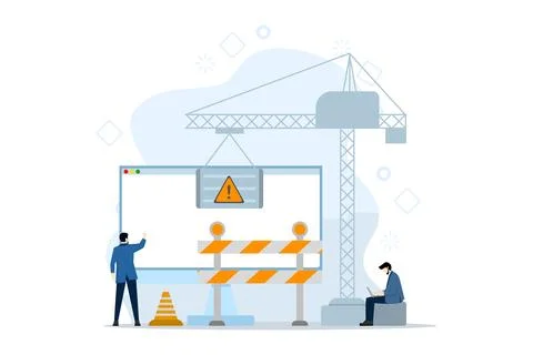 Website maintenance concept, coding and programming, in maintenance. Stock-Illustration