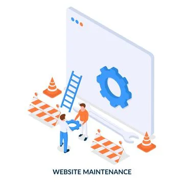 Website maintenance concept. Site construction. Stock Illustration