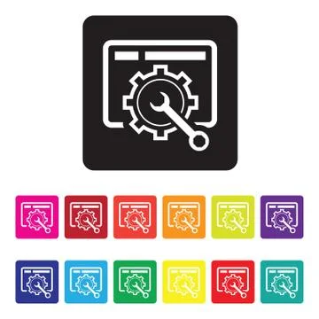 Website maintenance icon set Stock Illustration
