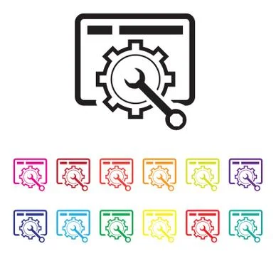 Website maintenance icon set Stock Illustration