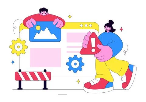 Website Maintenance Vector Illustration Featuring Web Development, System U.. イラスト素材