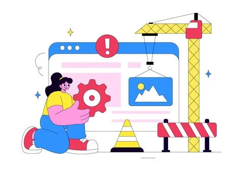 Website Maintenance Vector Illustration Featuring Web Development, System U.. Stock-Illustration