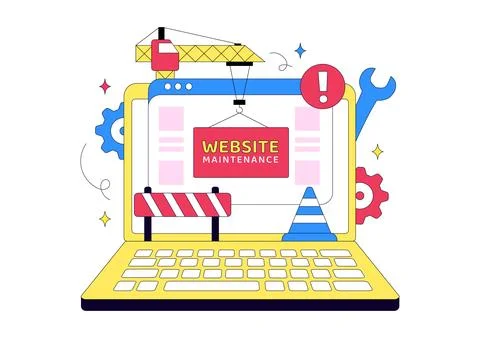 Website Maintenance Vector Illustration Featuring Web Development, System U.. 库存插图