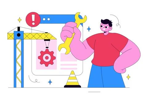 Website Maintenance Vector Illustration Featuring Web Development, System U.. Stock-Illustration