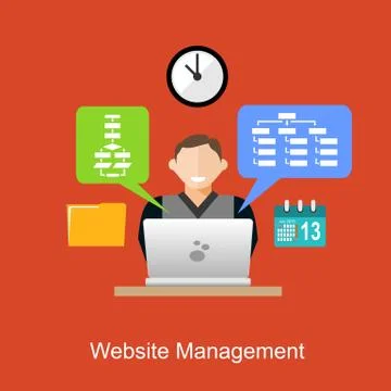 Website management illustration concept. Flat design. 스톡 일러스트