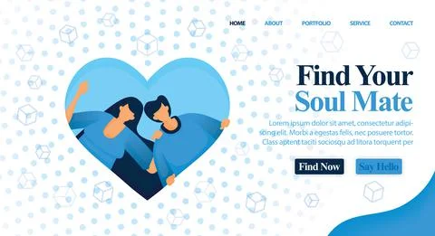 Website for matchmaker, friend and plan your wedding. Find your soul mate and Stock Illustration