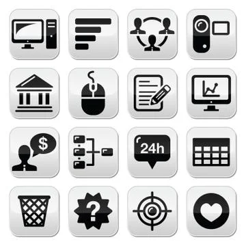 Website menu navigation black vector buttons set Stock Illustration