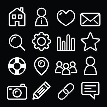 Website menu navigation line icons - home, search, email, gallery, blog Stock Illustration