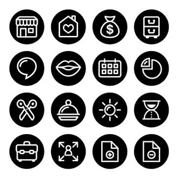 Website menu navigation round line icons, flat design - online shop, web page Stock Illustration