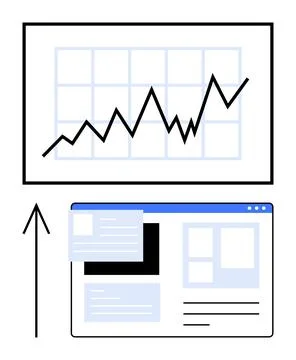 Website Metrics Dashboard with Rising Graph Showing Business Growth and Inc.. Stock Illustration