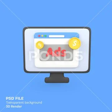 Website monetization isolated 3d render icon illustration PSD Template